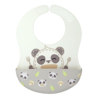 Pebbles Panda Bear Wide Coverage Silicone Bib