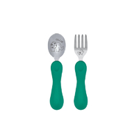 Easy Grip Fork & Spoon Sets Green Ollie Elephant