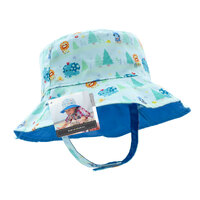 Reversible Bucket Hat Camping Pattern Size Large 54cm Age 2-6 Years