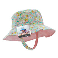 Reversible Bucket Hat Garden Pattern Size Medium 50cm Age 1-2 Years