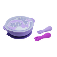 Toddler First Self Feeding Set Lilac Whale
