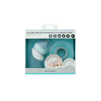 New Silicone Angled Feeding Bottle & Breast Pump Green