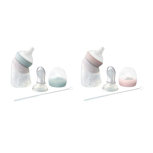 Silicone Angled Feeding Bottle & Spoon